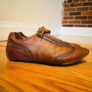 Alexander McQueen + Puma Brown Leather Sneakers Women's Size 9